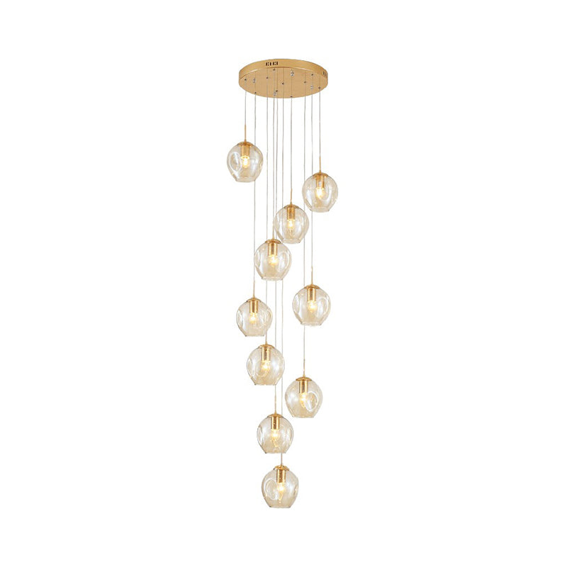 Modernist Chrome Cluster Pendant Light - Dimpled Glass Ceiling Lamp For Living Room