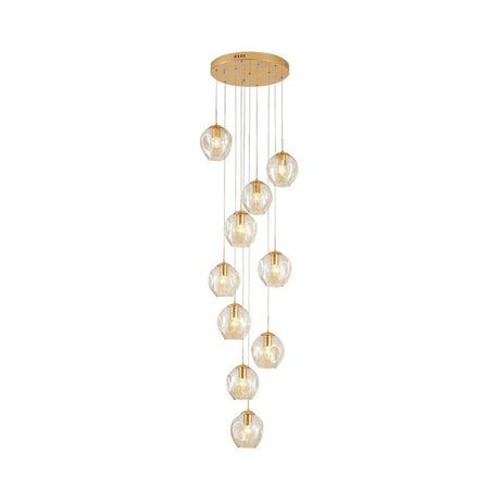 Dimpled Glass Ceiling Pendant Light: Modernist Chrome Cluster Lamp For Living Room