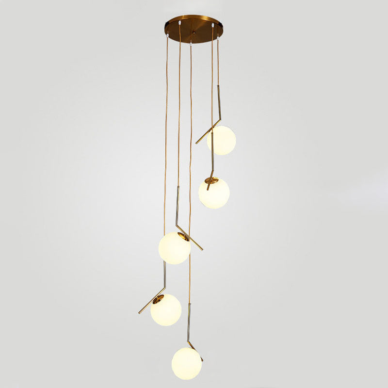 Sleek Opal Glass Pendant Lamp With Multi Light Spheres - Minimalist Design Perfect For Living Rooms