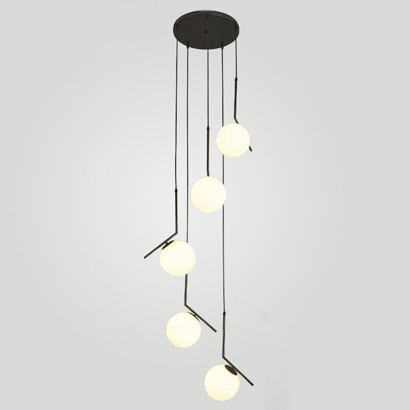 Sleek Opal Glass Pendant Lamp With Multi Light Spheres - Minimalist Design Perfect For Living Rooms