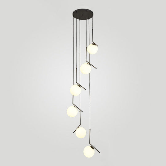 Opal Glass Multi-Light Pendant With Minimalist Sphere Design – Stylish Metal Arm Suspension Lamp