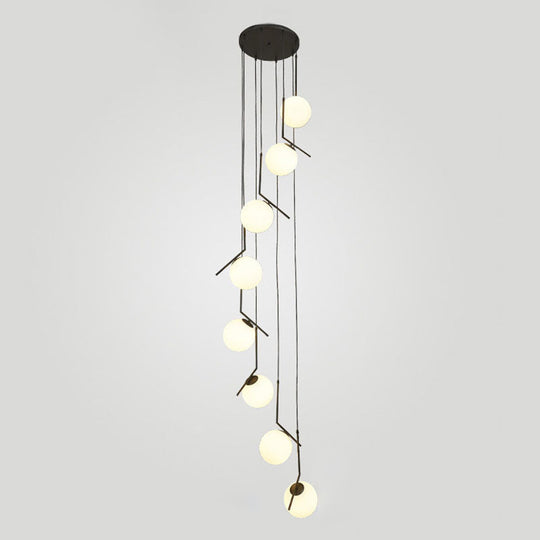 Opal Glass Multi-Light Pendant With Minimalist Sphere Design – Stylish Metal Arm Suspension Lamp