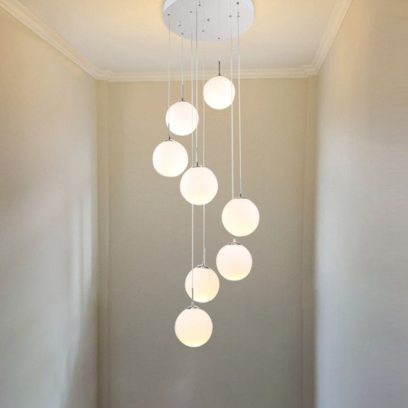 Modern White Glass Pendant Lamp With Multi Lights For Living Room Ceiling Suspension 8 / Cream