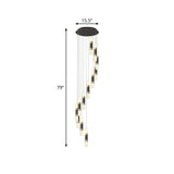 Contemporary Metal Tubular 12-Head Pendant Light Fixture In Black And White With Spiral Design
