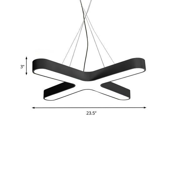 Modern White/Black/Gold Cross Hanging Lamp - 23.5’’/35.5’’ Wide Led Pendant Light With