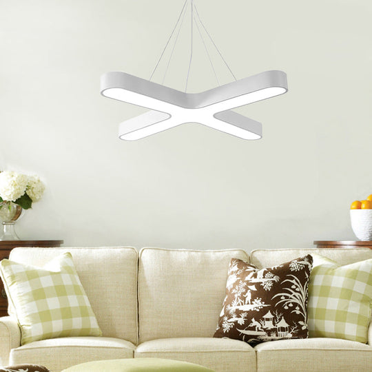 Modern White/Black/Gold Cross Hanging Lamp - 23.5’’/35.5’’ Wide Led Pendant Light With