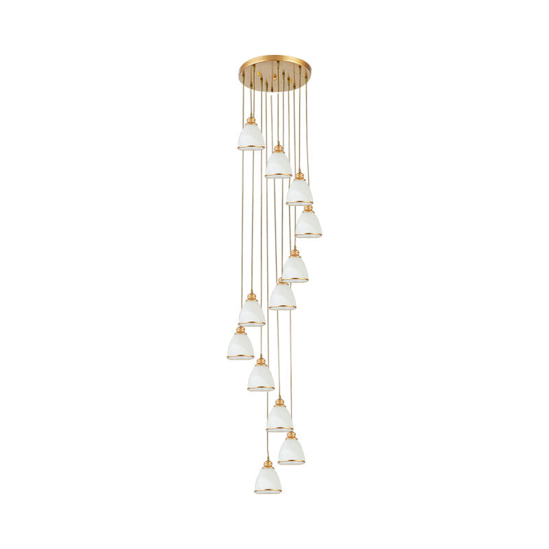 Sleek Opal Glass Spiral Pendant Ceiling Light For Living Room 12 / Gold