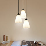 Simplicity Black Swirl Drop Pendant With White Glass Ruffled Cluster 3 / Round