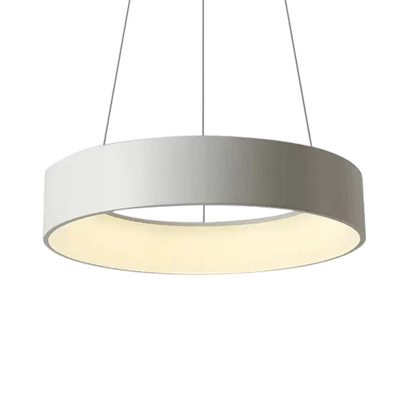 Minimalist Metal Ring Ceiling Light - 18/23.5/31.5 Dia White/Gray/Black Integrated Led Pendant