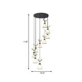 Contemporary Dome Stairs Swirl Pendant Light In Black With Opal Glass Accent Stylish Hanging