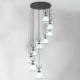 Contemporary Dome Stairs Swirl Pendant Light In Black With Opal Glass Accent Stylish Hanging