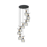Modernist Black Hexagon Cage Pendant Lamp With Spiral Metal Design