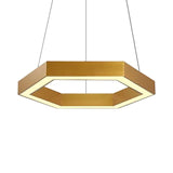 Modern Hexagon Metal Suspension Lamp - 16/23.5 Wide Led Gold Pendant Light For Living Room A/B