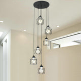 Modernist Black Hexagon Cage Pendant Lamp With Spiral Metal Design 6 / A
