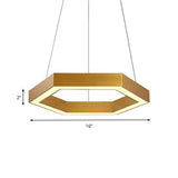 Modern Hexagon Metal Suspension Lamp - 16’/23.5’W Led Pendant Light Gold Finish Living Room