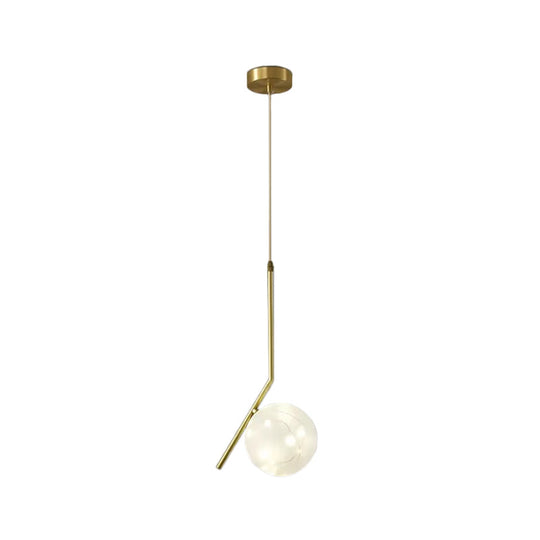Brass Glass Led Pendant: Modern Sphere Ceiling Lamp For Dining Room