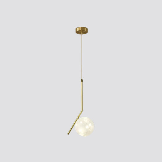 Brass Glass Led Pendant: Modern Sphere Ceiling Lamp For Dining Room