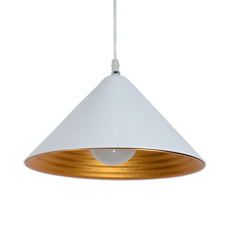 Modern Metal Ceiling Lamp With Gold Ripple Interior - Wide Cone Shade 12.5/16.5 Black Or White