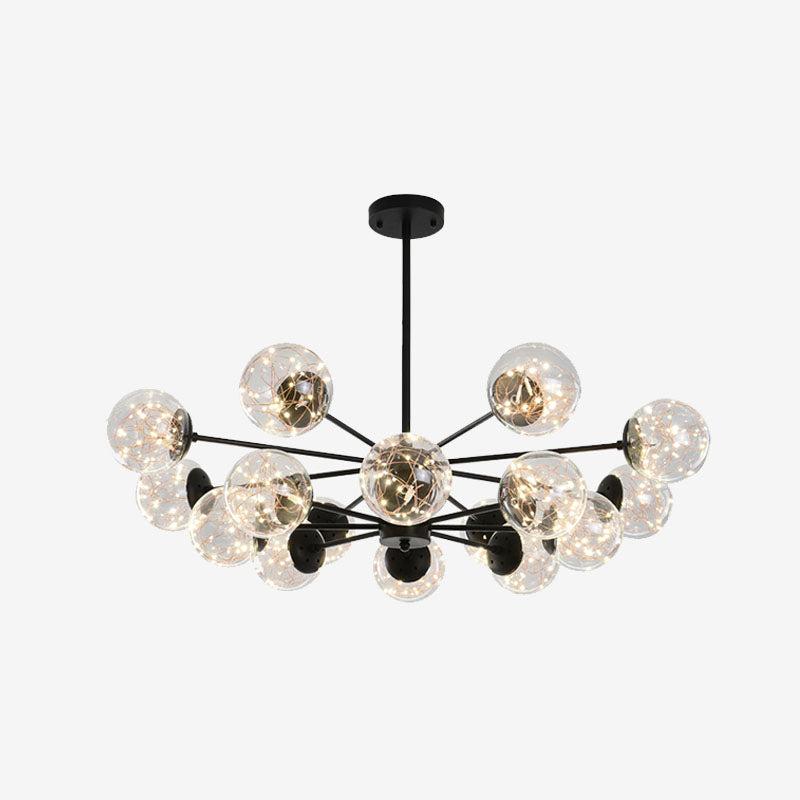 Stylish Hanging Chandelier With Led Glass Pendant Light And Radial Design
