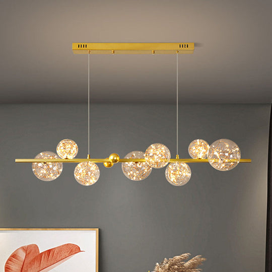 Contemporary Led Glass Orb Chandelier - Glow String & Down Lighting 8 / Gold