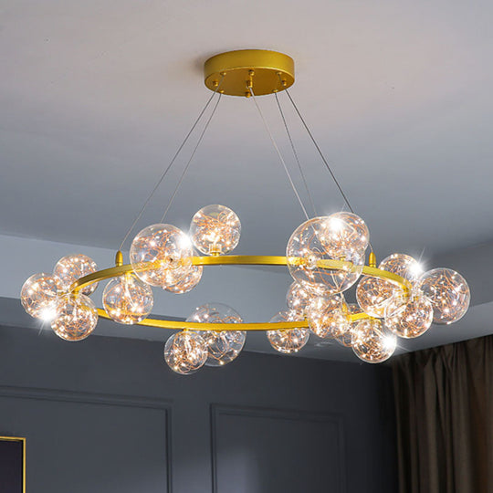 Modern Gold Glass Starry Led Bedroom Chandelier - Orb Ceiling Lamp