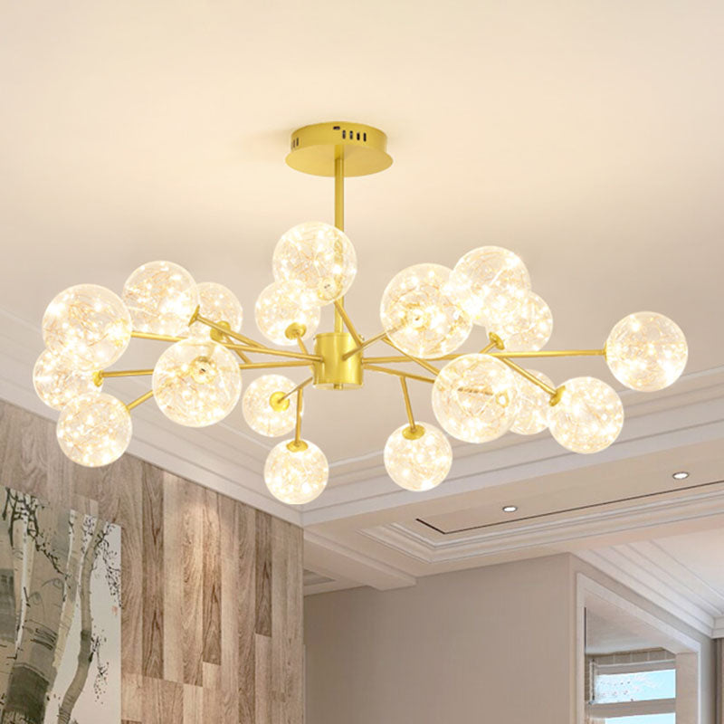 Modern Gold Glass Ceiling Chandelier: Led Pendant Light With Starry Effect 18 / Natural