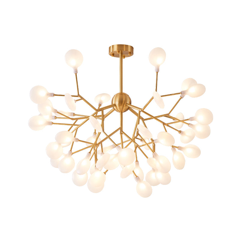Minimalist Led Acrylic Branch Chandelier In Brass For Living Room