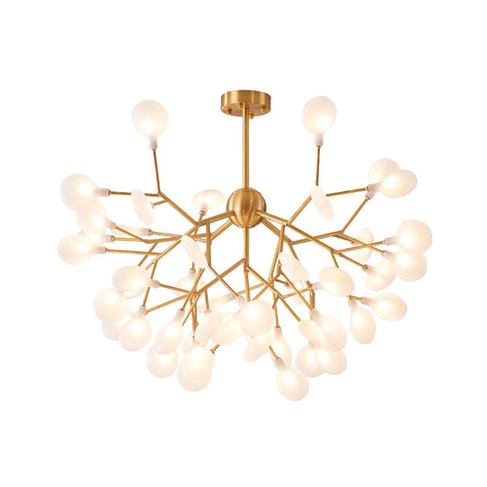 Minimalist Led Acrylic Branch Chandelier In Brass For Living Room