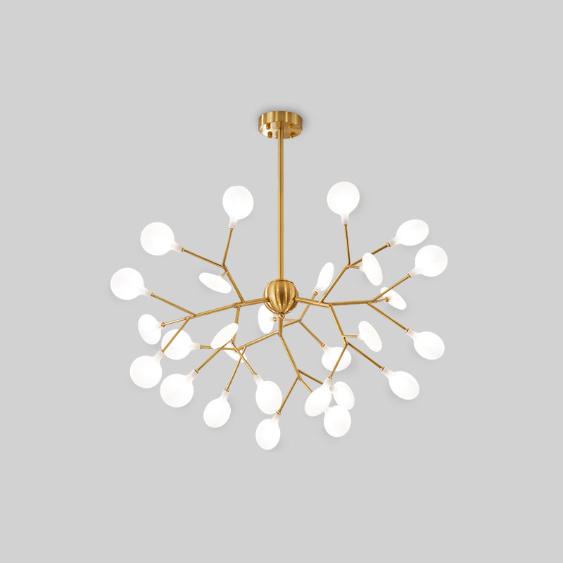 Minimalist Led Acrylic Branch Pendant Chandelier In Brass For Living Room Lighting