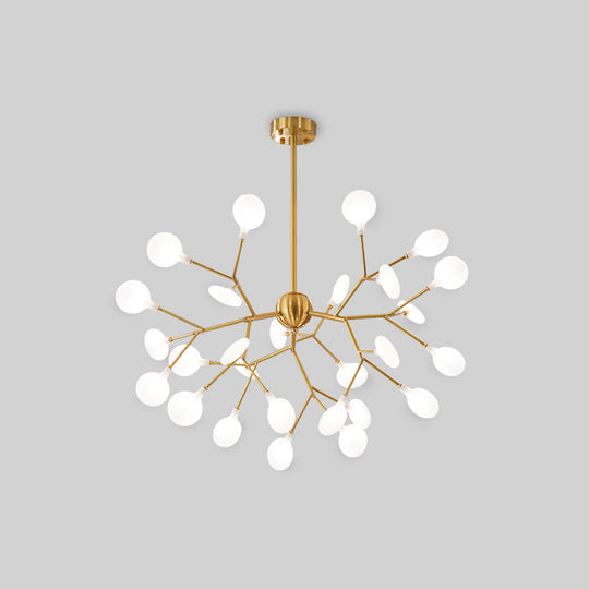 Minimalist Led Acrylic Branch Pendant Chandelier In Brass For Living Room Lighting