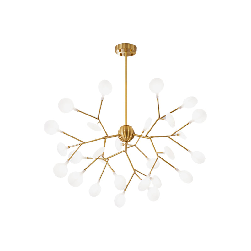 Minimalist Led Acrylic Branch Pendant Chandelier In Brass For Living Room Lighting