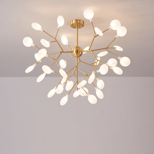 Minimalist Led Acrylic Branch Chandelier In Brass For Living Room 36 /