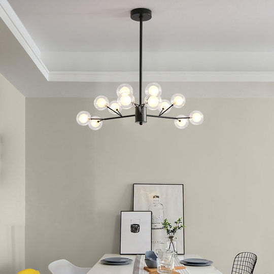 Modo Led Minimalist Pendant Chandelier In Black With Clear And Frosted Glass 12 /