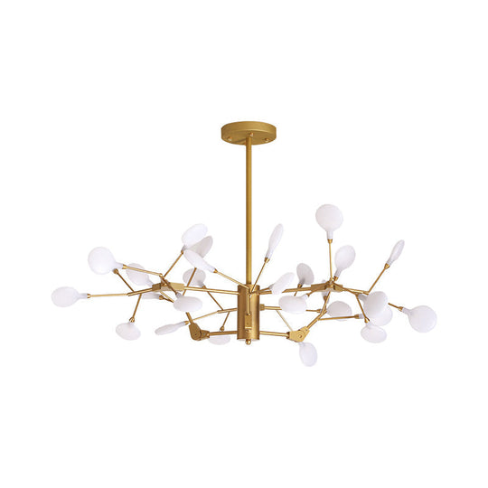 Gold Led Metal Branch Chandelier - Simple Hanging Pendant For Dining Room Ceiling