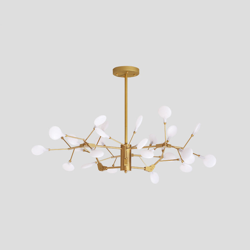 Gold Led Metal Branch Chandelier - Simple Hanging Pendant For Dining Room Ceiling