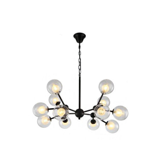 Contemporary Black Chandelier Light Fixture With Clear & Frosted Glass