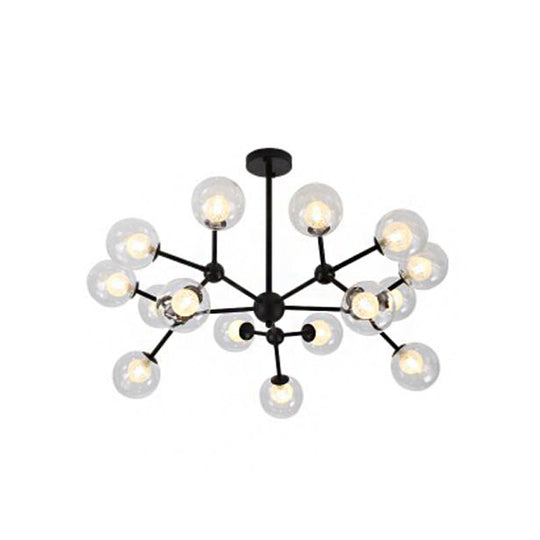 Contemporary Black Chandelier Light Fixture With Clear & Frosted Glass