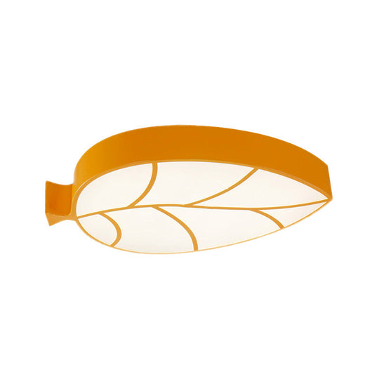 Kid’s Leaf Led Ceiling Lamp - Cartoon Acrylic Metal Flush Mount Light