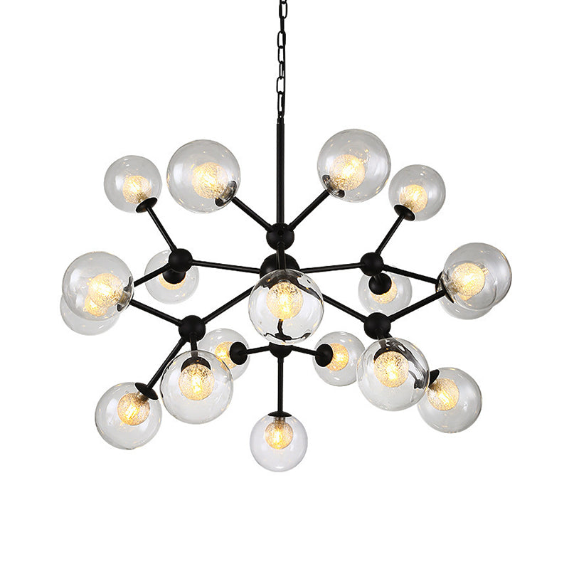 Contemporary Black Chandelier Light Fixture With Clear & Frosted Glass 18 /