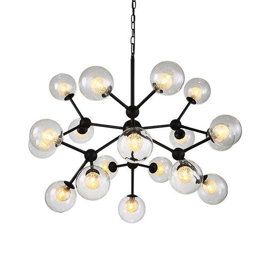 Contemporary Black Chandelier Light Fixture With Clear & Frosted Glass 18 /