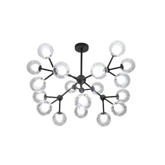 Contemporary Black Chandelier Light Fixture With Clear & Frosted Glass