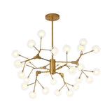 Minimalist Gold Wireframe Pendant Light For Living Room - Branch-Like Chandelier