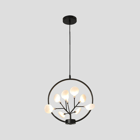 Modern Metal Circle Ceiling Light With Firefly Design - 9-Bulb Corridor Chandelier