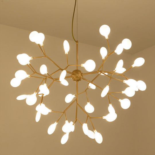 Gold Acrylic Firefly Led Chandelier: Modern Style Kitchen Suspension Lamp