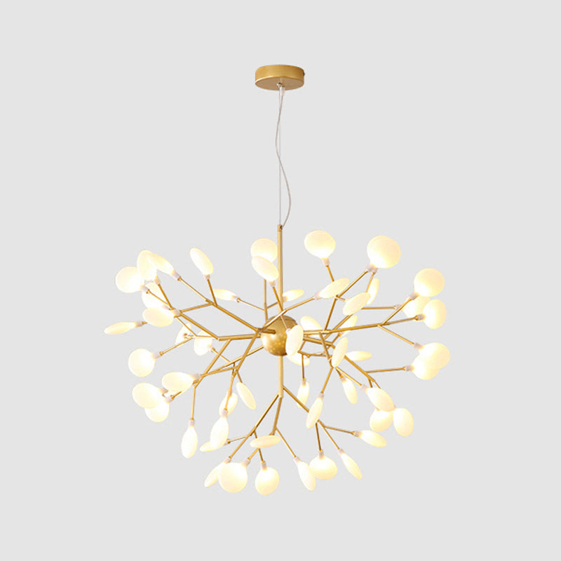 Contemporary Gold Acrylic Leaf Chandelier: Led Ceiling Lamp For Living Room 54 /