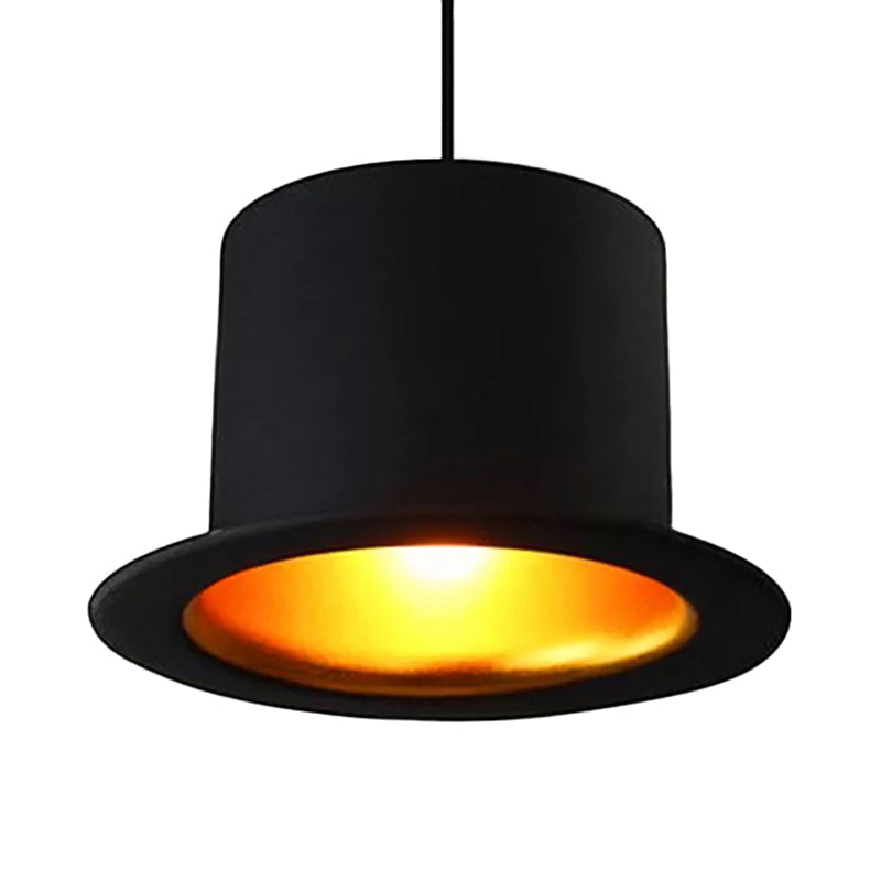 Modern Black Metal Hat Pendant Light For Dining Room - 1 6.5/7 Wide