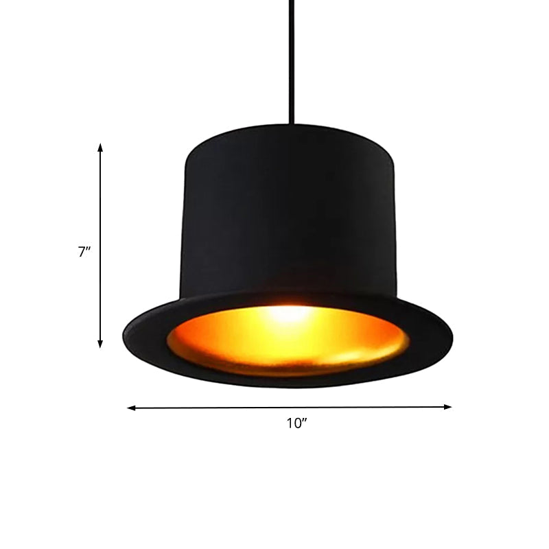 Modern Black Metal Hat Pendant Light For Dining Room - 1 6.5/7 Wide