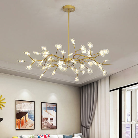 Modern Metallic Starburst Chandelier Led Pendant Light For Living Room
