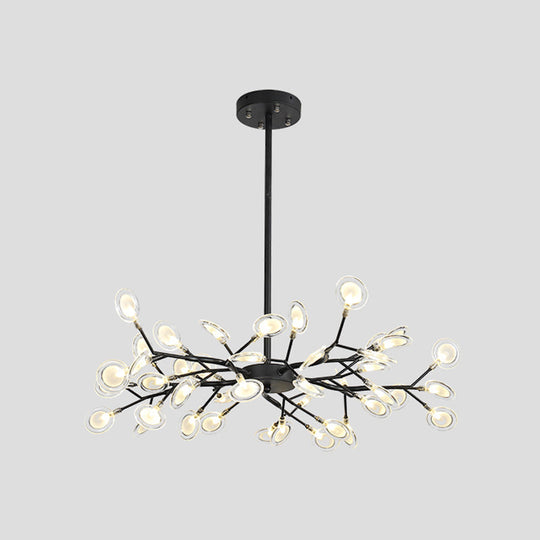 Modern Metallic Starburst Chandelier Led Pendant Light For Living Room 45 / Black C