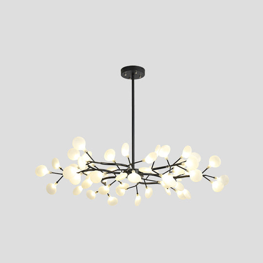 Modern Metallic Starburst Chandelier Led Pendant Light For Living Room 54 / Black A